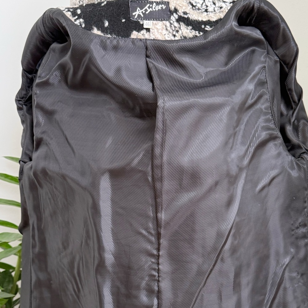 Vintage A. Silver Mod Wool Patchwork Coat Size 46… - image 10